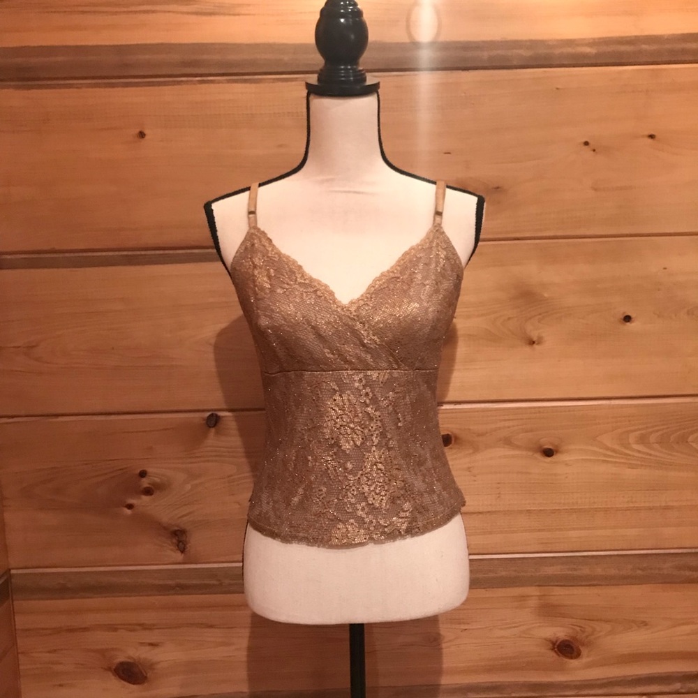 Sparkly Gold Lace Tank- Size M